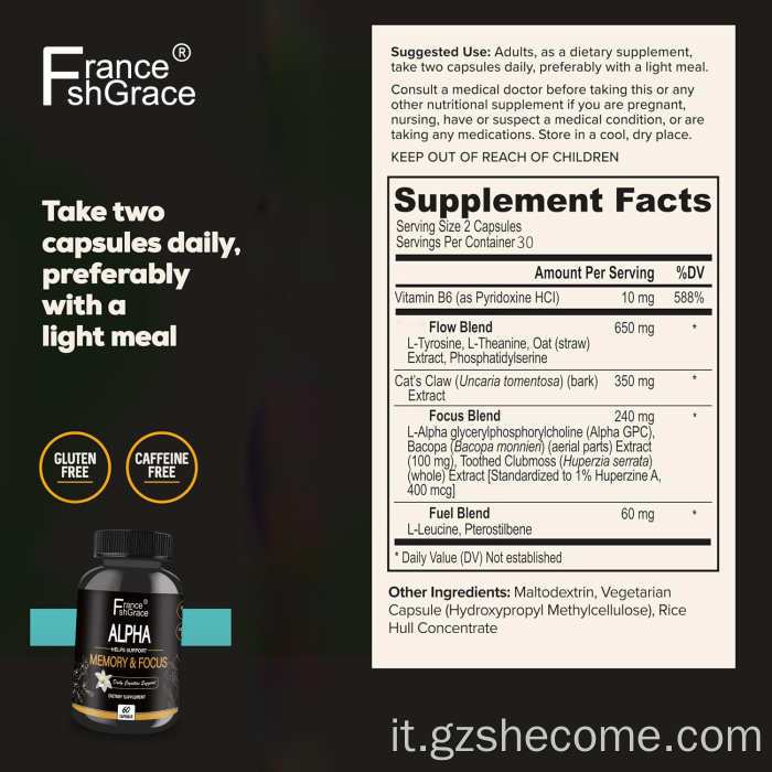 Shecome Alpha Capsule Memory Focus Supporto cognitivo